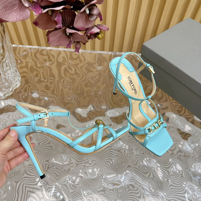 WHITNEY 10 CM SANDAL IN SKY BLUE CALFSKIN
