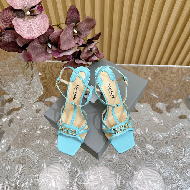 WHITNEY 10 CM SANDAL IN SKY BLUE CALFSKIN