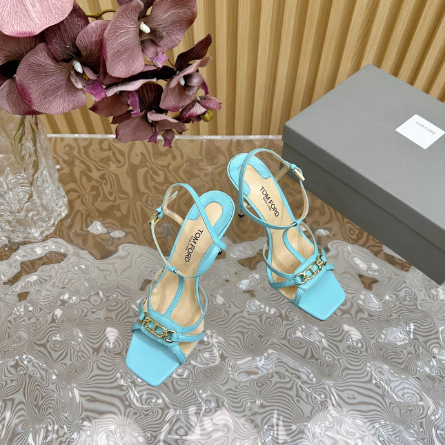 WHITNEY 10 CM SANDAL IN SKY BLUE CALFSKIN