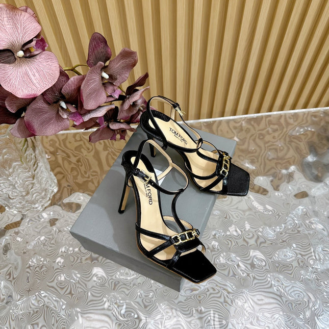 WHITNEY 10 CM SANDAL IN BLACK CALFSKIN