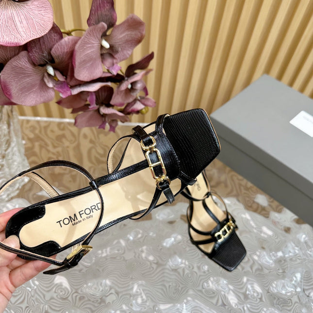 WHITNEY 10 CM SANDAL IN BLACK CALFSKIN