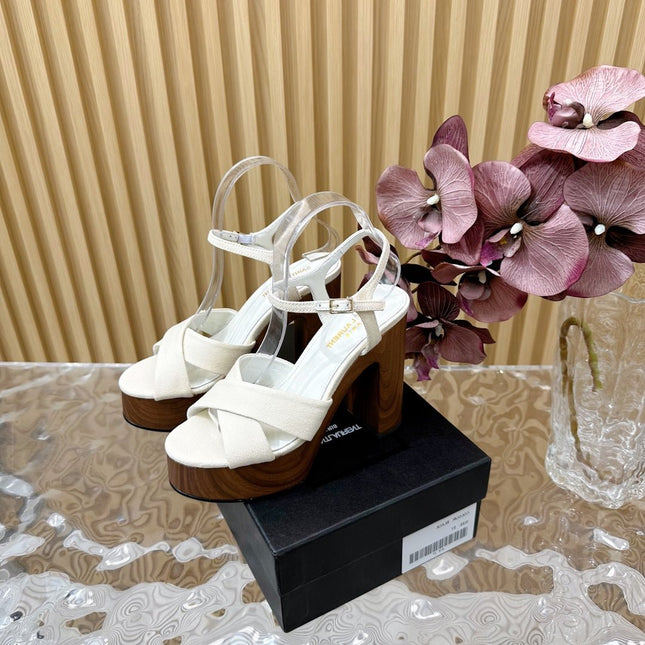 SL BIANCA PLATFORM SANDAL WHITE CANVAS
