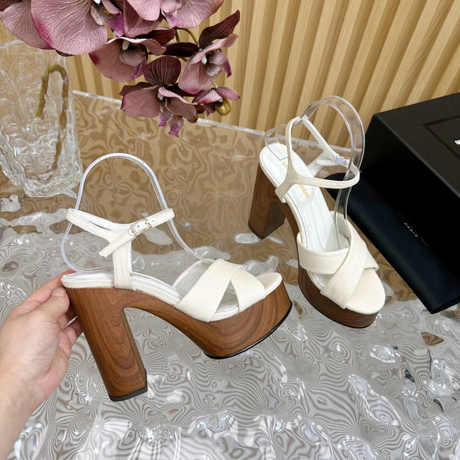 SL BIANCA PLATFORM SANDAL WHITE CANVAS