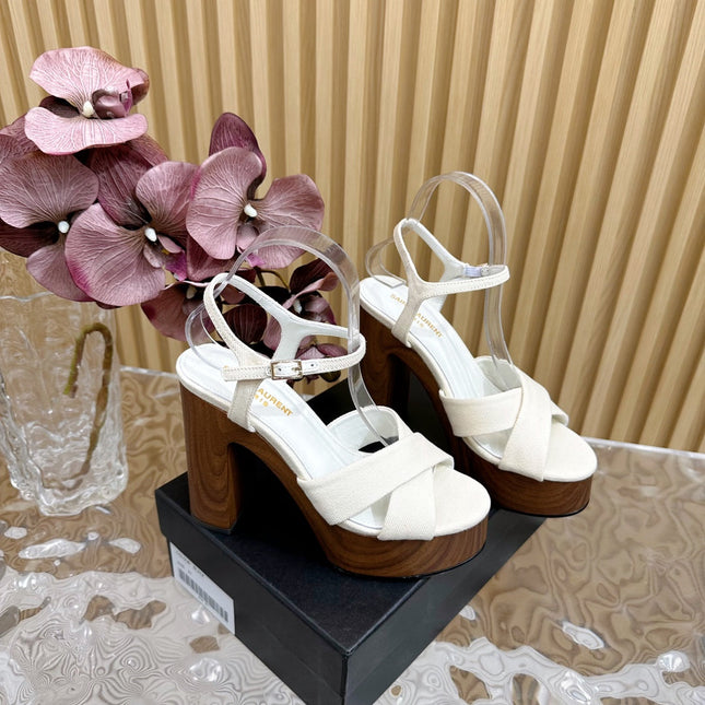 SL BIANCA PLATFORM SANDAL WHITE CANVAS