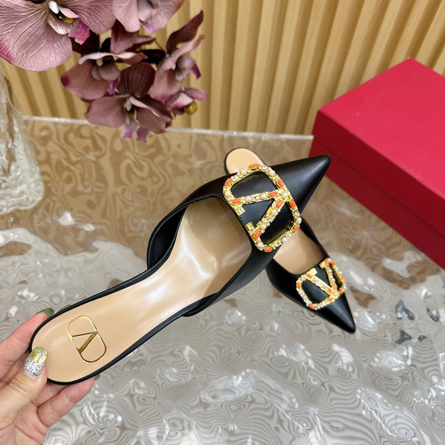 HIGH PUMP MULE 80MM BLACK CALFSKIN