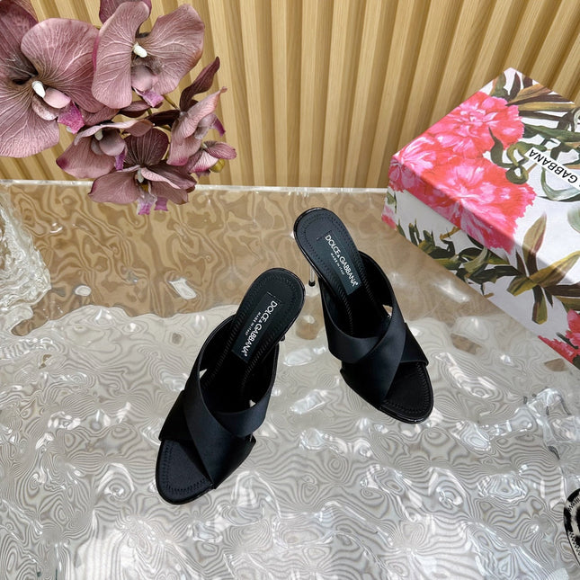 DG 100MM IN BLACK SATIN MULES