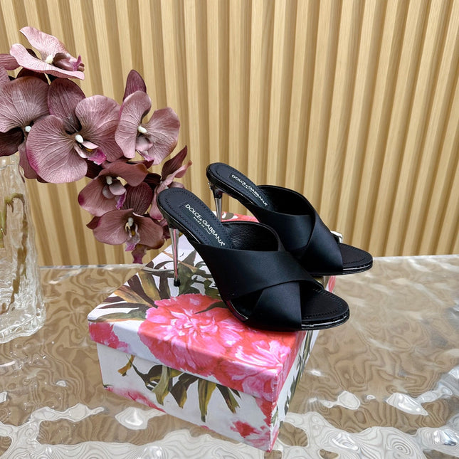 DG 100MM IN BLACK SATIN MULES