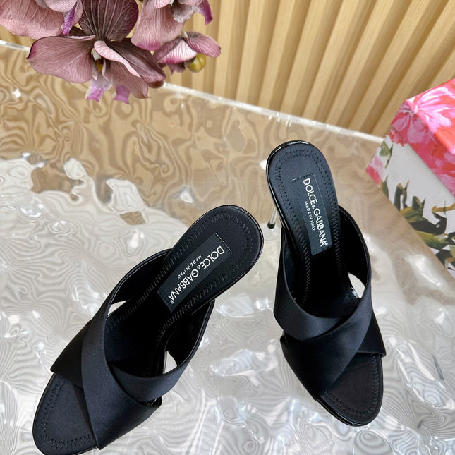 DG 100MM IN BLACK SATIN MULES