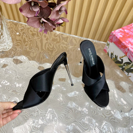DG 100MM IN BLACK SATIN MULES