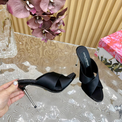 DG 100MM IN BLACK SATIN MULES