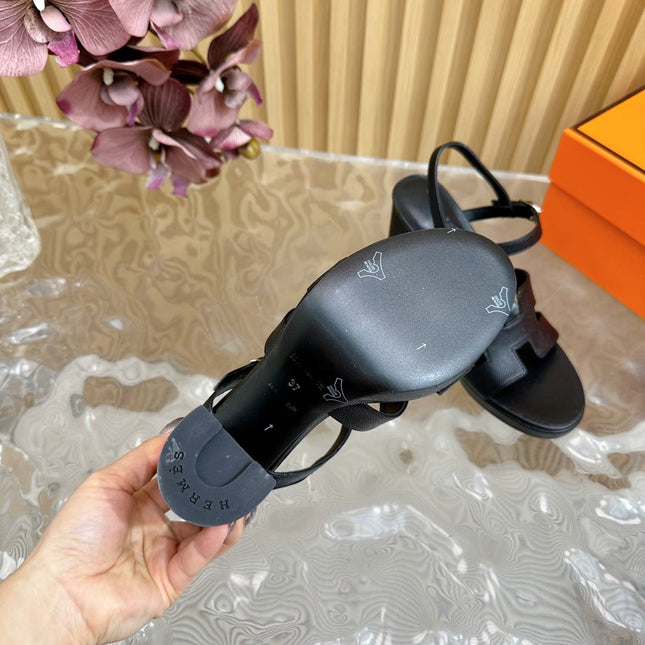 JAZZ 90 SANDAL IN BLACK CALFSKIN