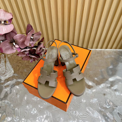 JAZZ 90 SANDAL IN WOOD BROWN CALFSKIN