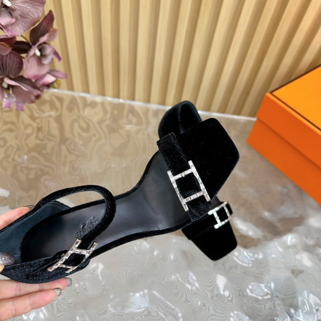 JULY SANDAL 105 MM IN BLACK VELVET