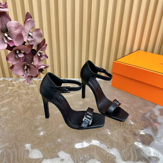 JULY SANDAL 105 MM IN BLACK CALFSKIN