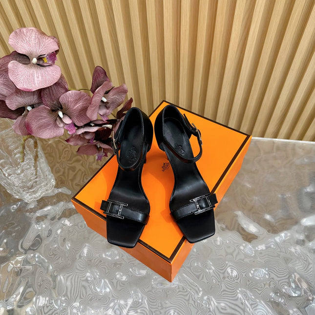 JULY SANDAL 105 MM IN BLACK CALFSKIN