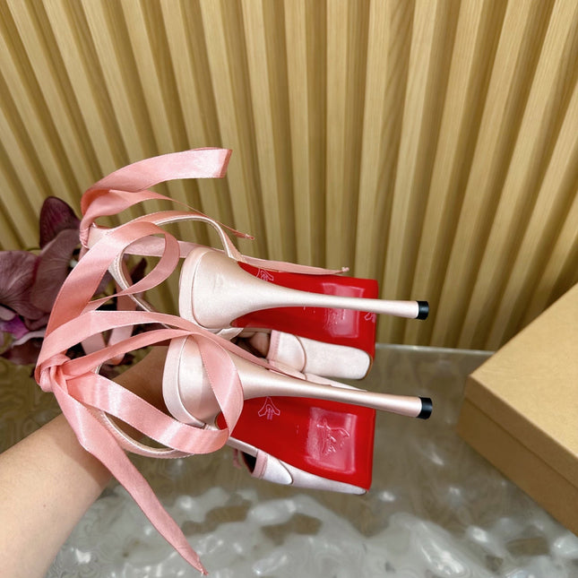 CASSIA LACE UP PLATFORM 155MM IN PINK SATIN