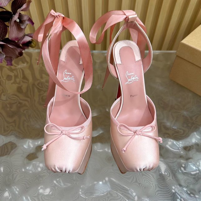 CASSIA LACE UP PLATFORM 155MM IN PINK SATIN