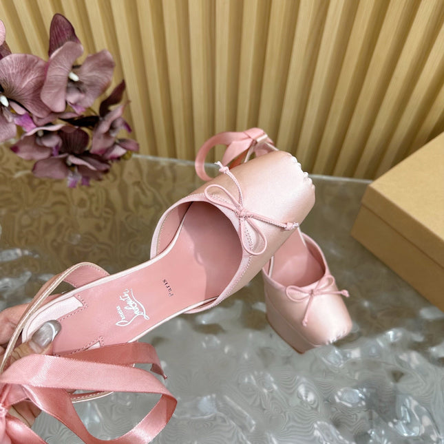 CASSIA LACE UP PLATFORM 155MM IN PINK SATIN