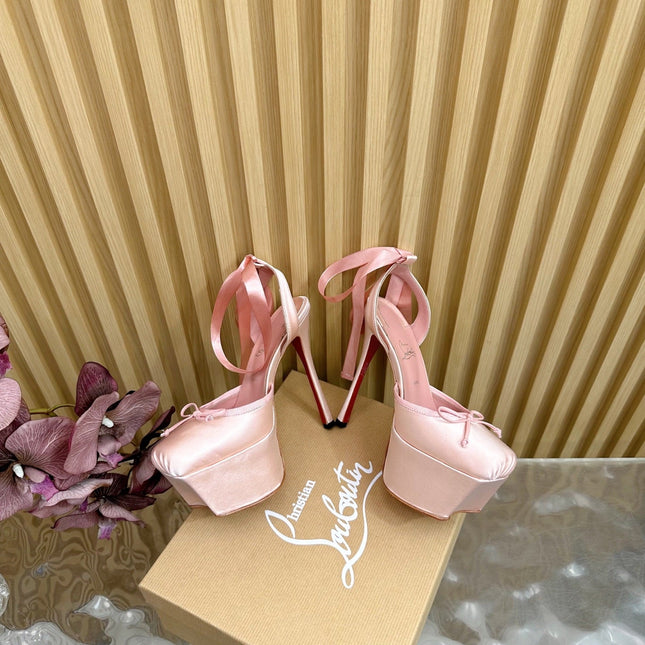 CASSIA LACE UP PLATFORM 155MM IN PINK SATIN