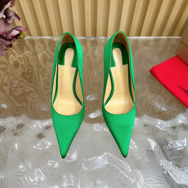 BELLAROSE KATE PUMPS 110MM IN JUNGLE GREEN CREPE SATIN