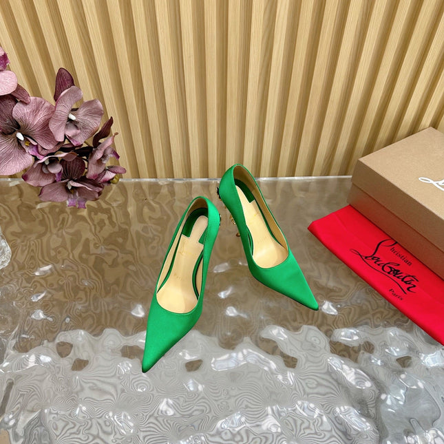 BELLAROSE KATE PUMPS 110MM IN JUNGLE GREEN CREPE SATIN