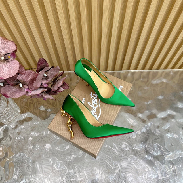 BELLAROSE KATE PUMPS 110MM IN JUNGLE GREEN CREPE SATIN