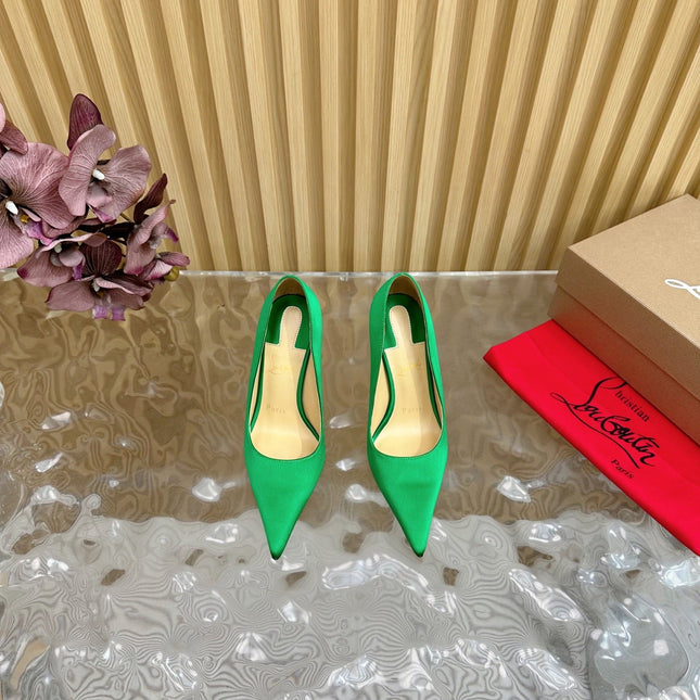 BELLAROSE KATE PUMPS 110MM IN JUNGLE GREEN CREPE SATIN