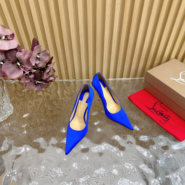 BELLAROSE KATE PUMPS 110MM IN RIBBON BLUE CREPE SATIN