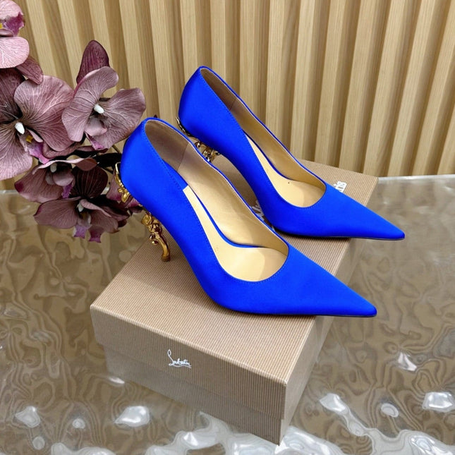 BELLAROSE KATE PUMPS 110MM IN RIBBON BLUE CREPE SATIN