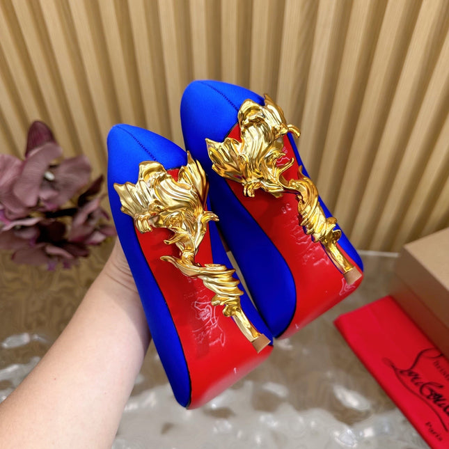 BELLAROSE KATE PUMPS 110MM IN RIBBON BLUE CREPE SATIN