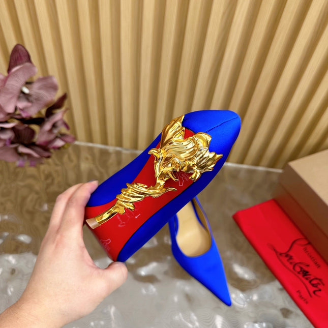 BELLAROSE KATE PUMPS 110MM IN RIBBON BLUE CREPE SATIN