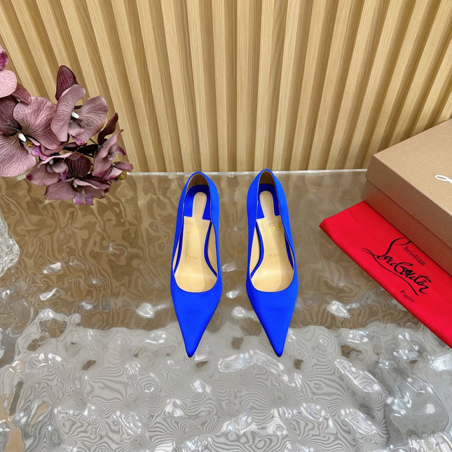 BELLAROSE KATE PUMPS 110MM IN RIBBON BLUE CREPE SATIN