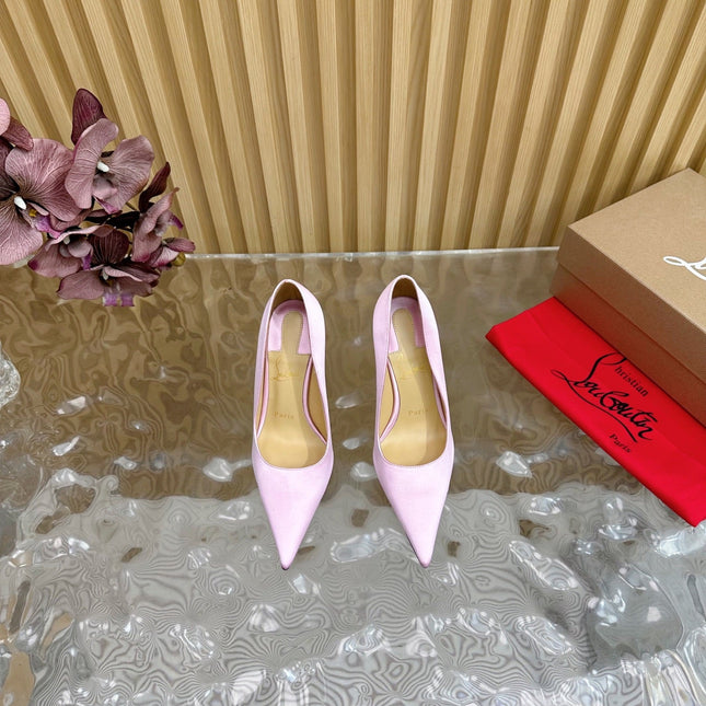 BELLAROSE KATE PUMPS 110MM IN BABY PINK CREPE SATIN