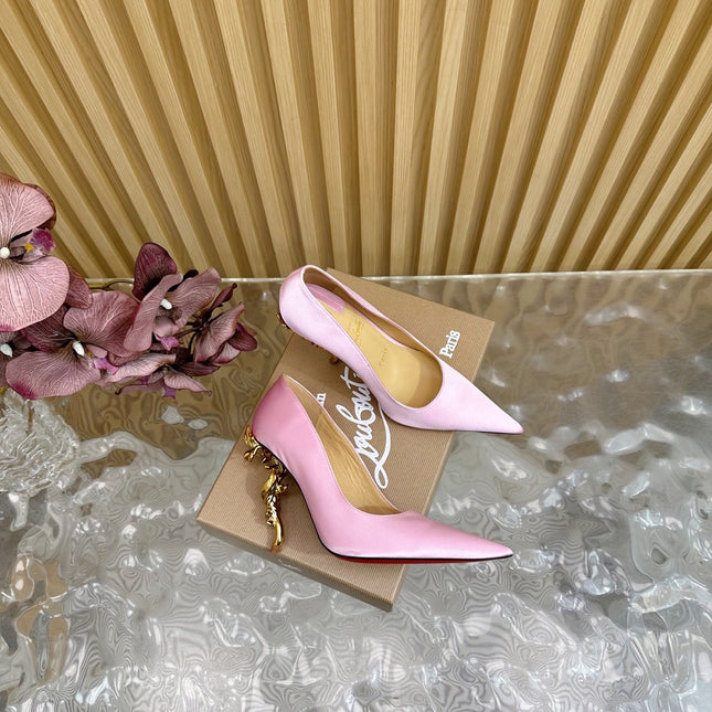 BELLAROSE KATE PUMPS 110MM IN BABY PINK CREPE SATIN