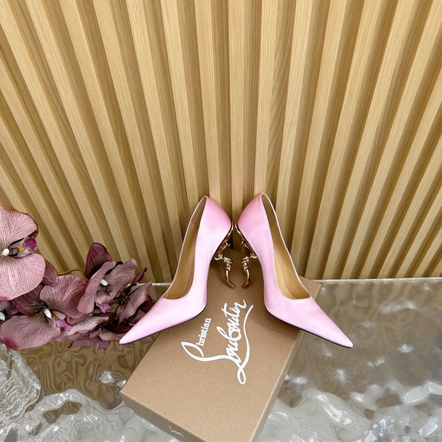 BELLAROSE KATE PUMPS 110MM IN BABY PINK CREPE SATIN