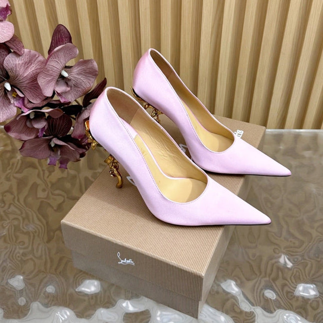 BELLAROSE KATE PUMPS 110MM IN BABY PINK CREPE SATIN
