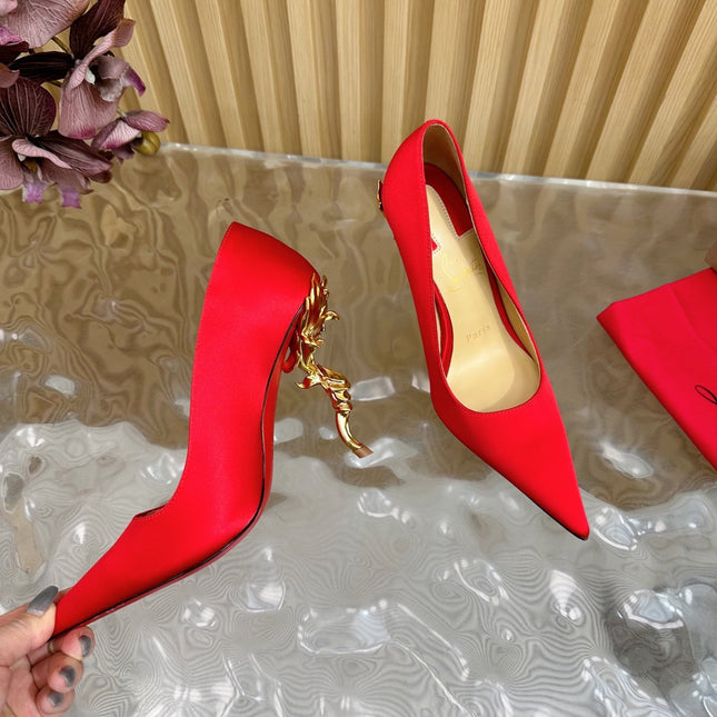 BELLAROSE KATE PUMPS 110MM IN RED CREPE SATIN