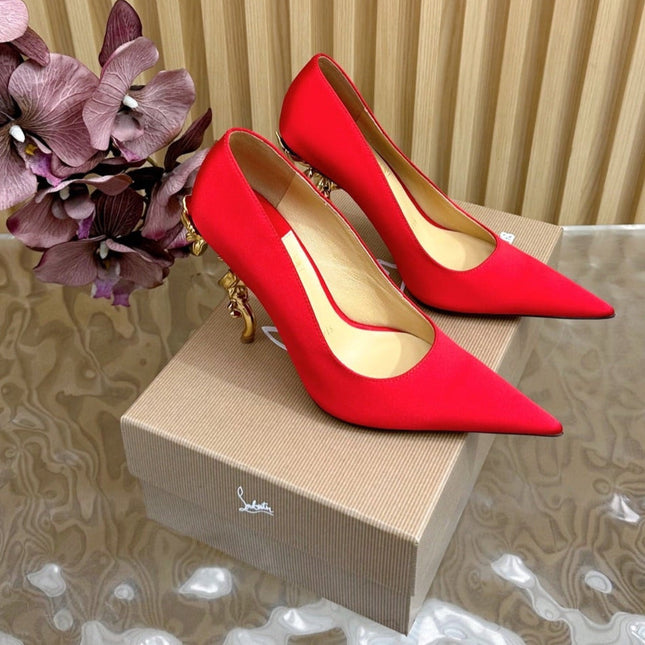 BELLAROSE KATE PUMPS 110MM IN RED CREPE SATIN