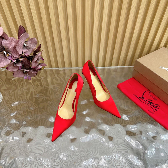 BELLAROSE KATE PUMPS 110MM IN RED CREPE SATIN