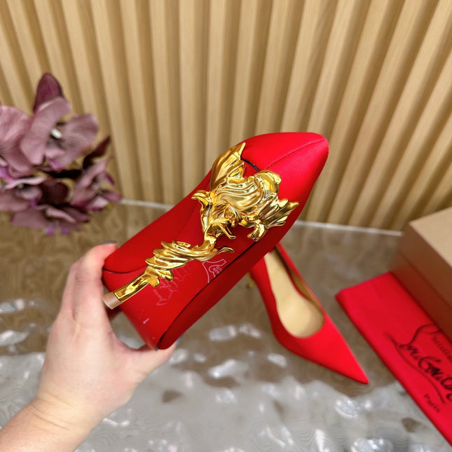 BELLAROSE KATE PUMPS 110MM IN RED CREPE SATIN
