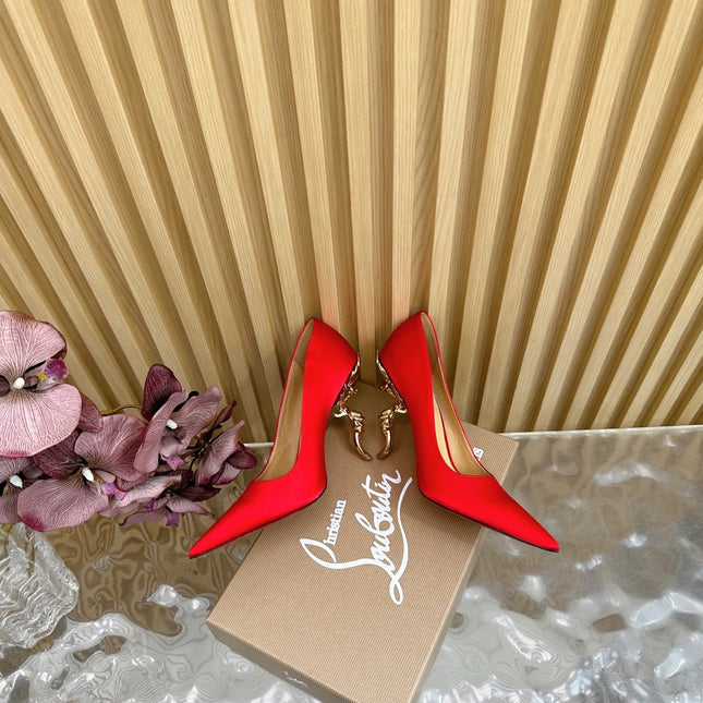 BELLAROSE KATE PUMPS 110MM IN RED CREPE SATIN