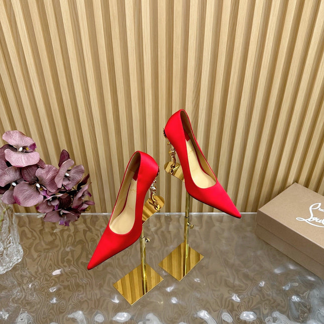 BELLAROSE KATE PUMPS 110MM IN RED CREPE SATIN