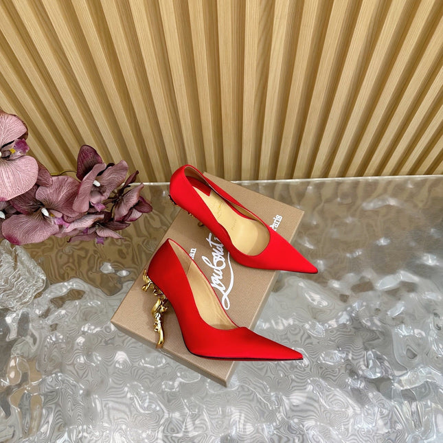 BELLAROSE KATE PUMPS 110MM IN RED CREPE SATIN