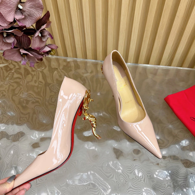 BELLAROSE KATE PUMPS 110MM IN BEIGE PATENT CALFSKIN