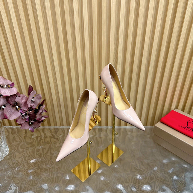 BELLAROSE KATE PUMPS 110MM IN BEIGE PATENT CALFSKIN