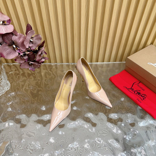 BELLAROSE KATE PUMPS 110MM IN BEIGE PATENT CALFSKIN