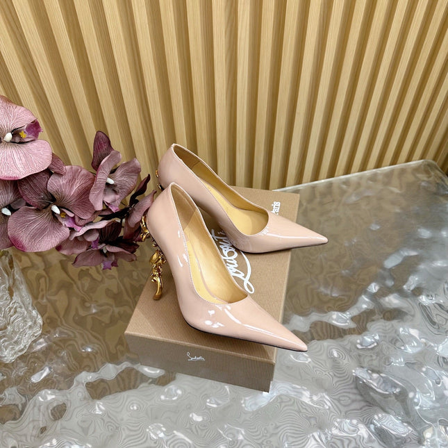 BELLAROSE KATE PUMPS 110MM IN BEIGE PATENT CALFSKIN