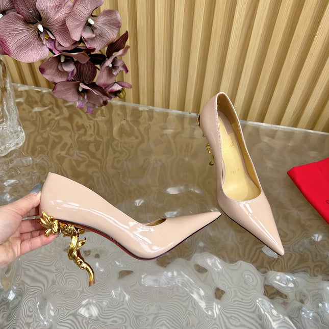 BELLAROSE KATE PUMPS 110MM IN BEIGE PATENT CALFSKIN