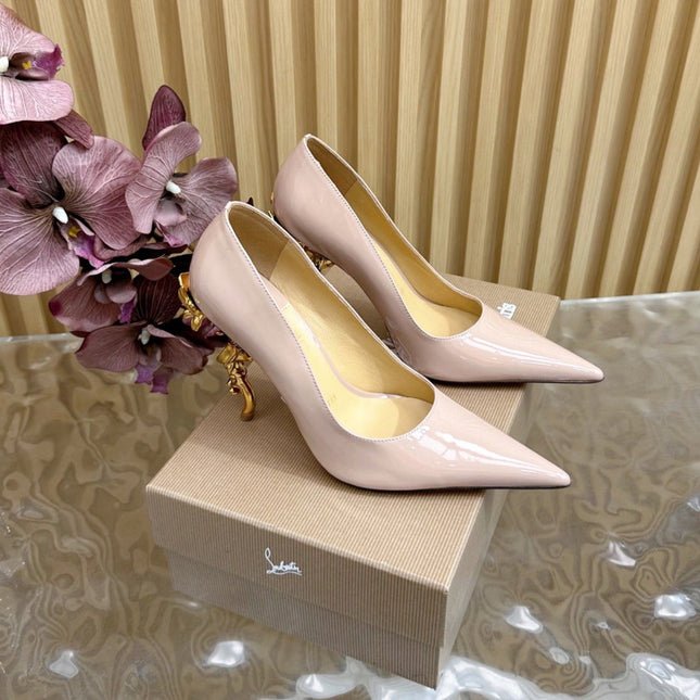 BELLAROSE KATE PUMPS 110MM IN BEIGE PATENT CALFSKIN