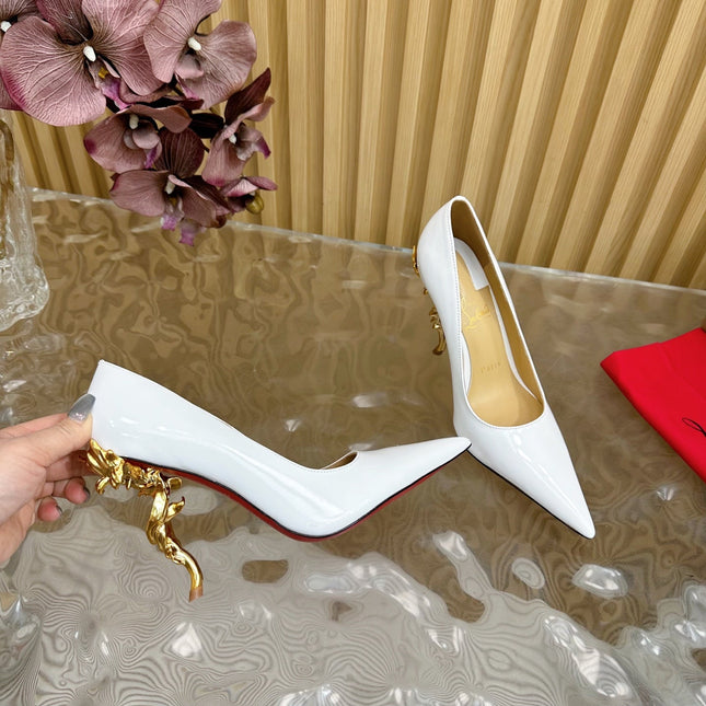 BELLAROSE KATE PUMPS 110MM IN WHITE PATENT CALFSKIN